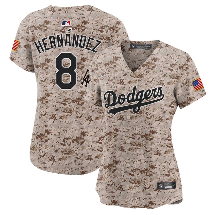 Women Los Angeles Dodgers #8 Hernandez  Camo  Limited Stitched 2025 Jersey->women mlb jersey->Women Jersey